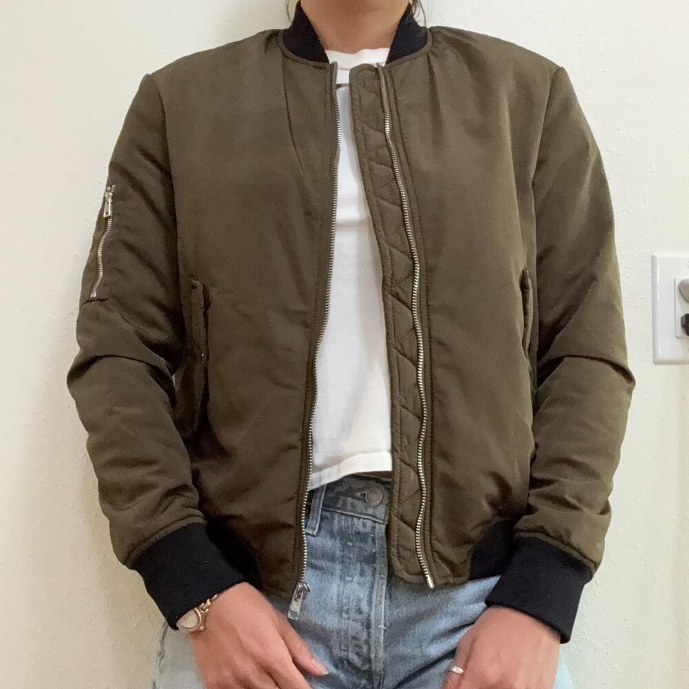 Zara TRF Outerwear Green Bomber Jacket